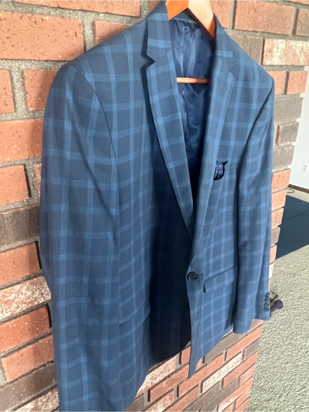 Men's Blue Windowpane Sport Coat - Tailored Modern Fit - Picture 2 of 8